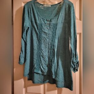 Maurices Teal Blouse with Button Accents